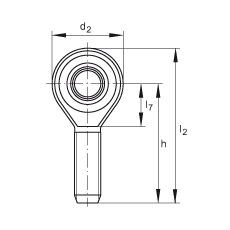 杆端轴承 GAKSR6-PS, 根据 DIN ISO 12 240-4 标准，特种钢材料，带右旋外螺纹，免维护