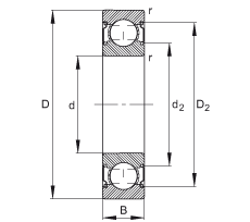 深沟球轴承 6001-C-2Z, 修正的内部结构（C 代），根据 DIN 625-1 标准的主要尺寸，两侧间隙密封