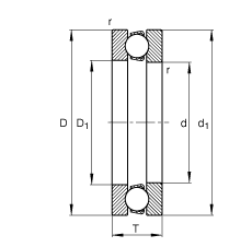 推力深沟球轴承 51306, 根据 DIN 711/ISO 104 标准的主要尺寸，单向，可分离