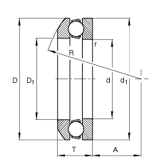 推力深沟球轴承 53310 + U310, 根据 DIN 711/ISO 104 标准的主要尺寸，单向，带球面轴承座圈和座圈，可分离