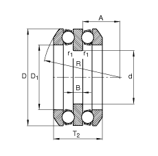 推力深沟球轴承 54307 + U307, 根据 DIN 711/ISO 104 标准的主要尺寸，单向，带球面轴承座圈和一个或两个座圈，可分离