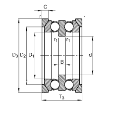 推力深沟球轴承 54206 + U206, 根据 DIN 711/ISO 104 标准的主要尺寸，单向，带球面轴承座圈和一个或两个座圈，可分离