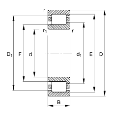 圆柱滚子轴承 NJ318-E-TVP2, 根据 DIN 5412-1 标准的主要尺寸, 半定位轴承, 可分离, 带保持架