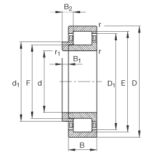 圆柱滚子轴承 NJ417-M1 + HJ417, 根据 DIN 5412-1 标准的主要尺寸, 带 L 型圈，定位轴承, 可分离, 带保持架