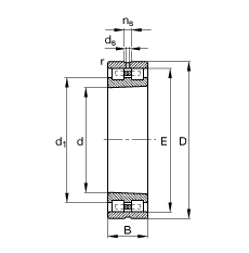 圆柱滚子轴承 NN3022-AS-K-M-SP, 根据 DIN 5412-4 标准的主要尺寸, 非定位轴承, 双列，带锥孔，锥度 1:12 ，可分离, 带保持架，减小的径向内部游隙，限制公差