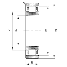 圆柱滚子轴承 N1912-K-M1-SP, 浮动轴承，带锥孔，锥度 1:12，可分离，带保持架，减少的径向内部游隙，加严公差