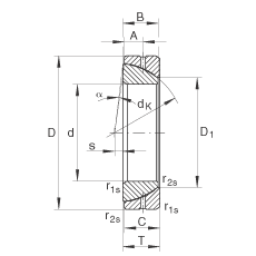 角接触关节轴承 GE35-SX, 根据 DIN ISO 12 240-2 标准，需维护