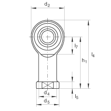 杆端轴承 GIKPR16-PW, 根据 DIN ISO 12 240-4 标准，带右旋小螺距内螺纹，需维护