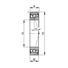 主轴轴承 HSS7000-C-T-P4S, 调节，成对安装，接触角 α = 15°，两侧唇密封，非接触，加严公差