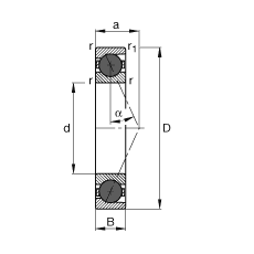 主轴轴承 HCB71936-E-T-P4S, 调节，成对或单元安装，接触角 α = 25°，陶瓷球，限制公差