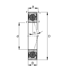 主轴轴承 HCB7015-C-2RSD-T-P4S, 调节，成对或单元安装，接触角 α = 15°，陶瓷球，两侧唇密封，非接触，限制公差