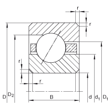薄截面轴承 CSEB030, 角接触球轴承，类型E，运行温度 -54°C 到 +120°C