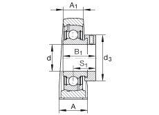 直立式轴承座单元 PAK2, 铸铁轴承座，外球面球轴承，根据 ABMA 15 - 1991, ABMA 14 - 1991, ISO3228 带有偏心紧定环，英制