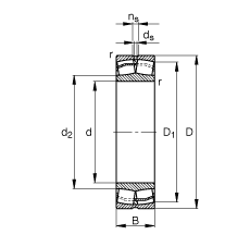 调心滚子轴承 23232-E1A-M, 根据 DIN 635-2 标准的主要尺寸