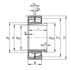 调心滚子轴承 21311-E1-K + AHX311, 根据 DIN 635-2 标准的主要尺寸, 带锥孔和退卸套