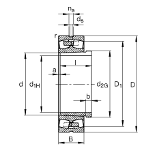 调心滚子轴承 23244-K-MB + AH2344, 根据 DIN 635-2 标准的主要尺寸, 带锥孔和退卸套