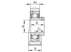直立式轴承座单元 PASEY1-3/16, 铸铁轴承座，外球面球轴承，根据 ABMA 15 - 1991, ABMA 14 - 1991, ISO3228 内圈带有平头螺栓，P型密封，英制